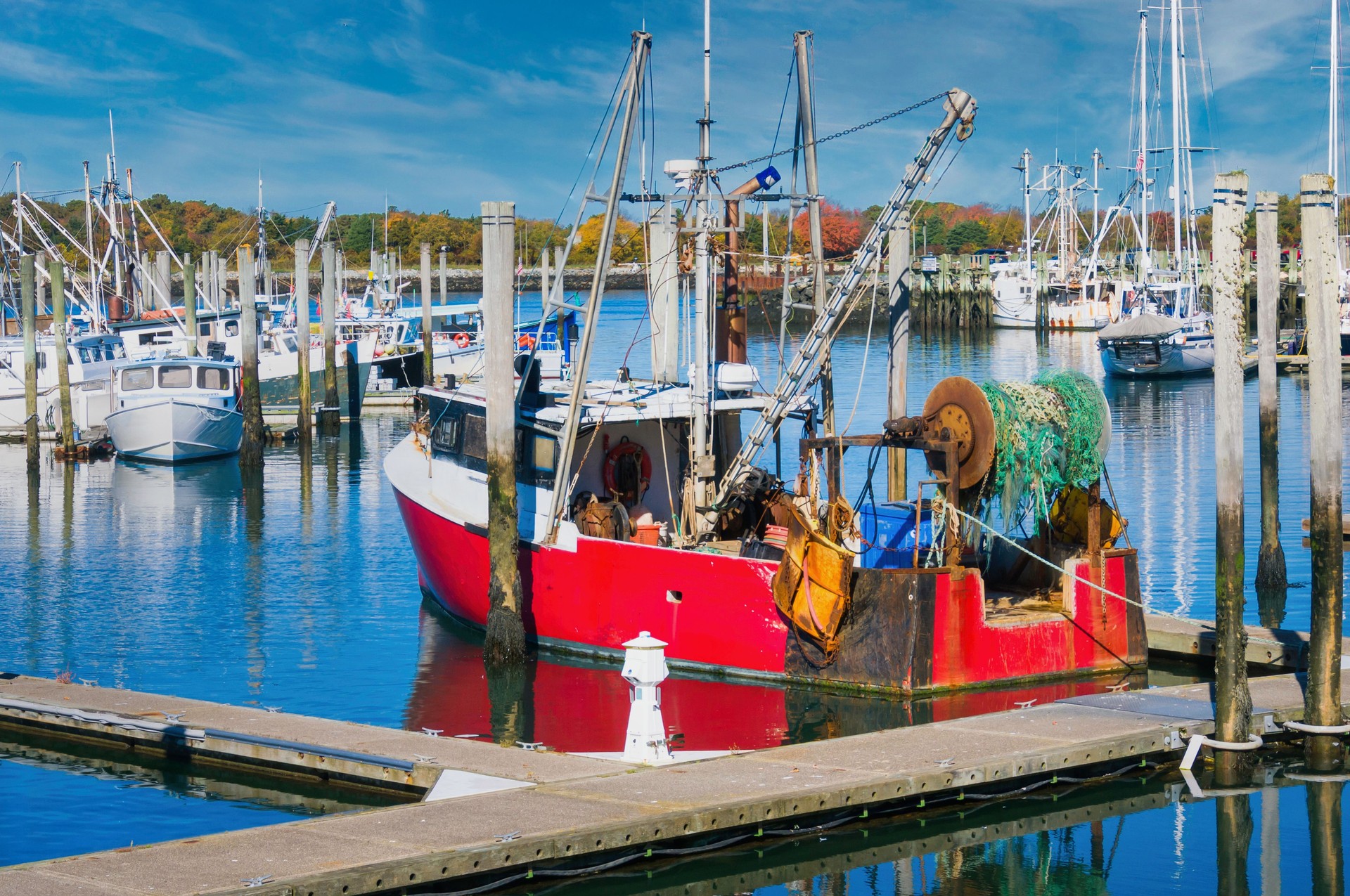 Red Trawler at Dock