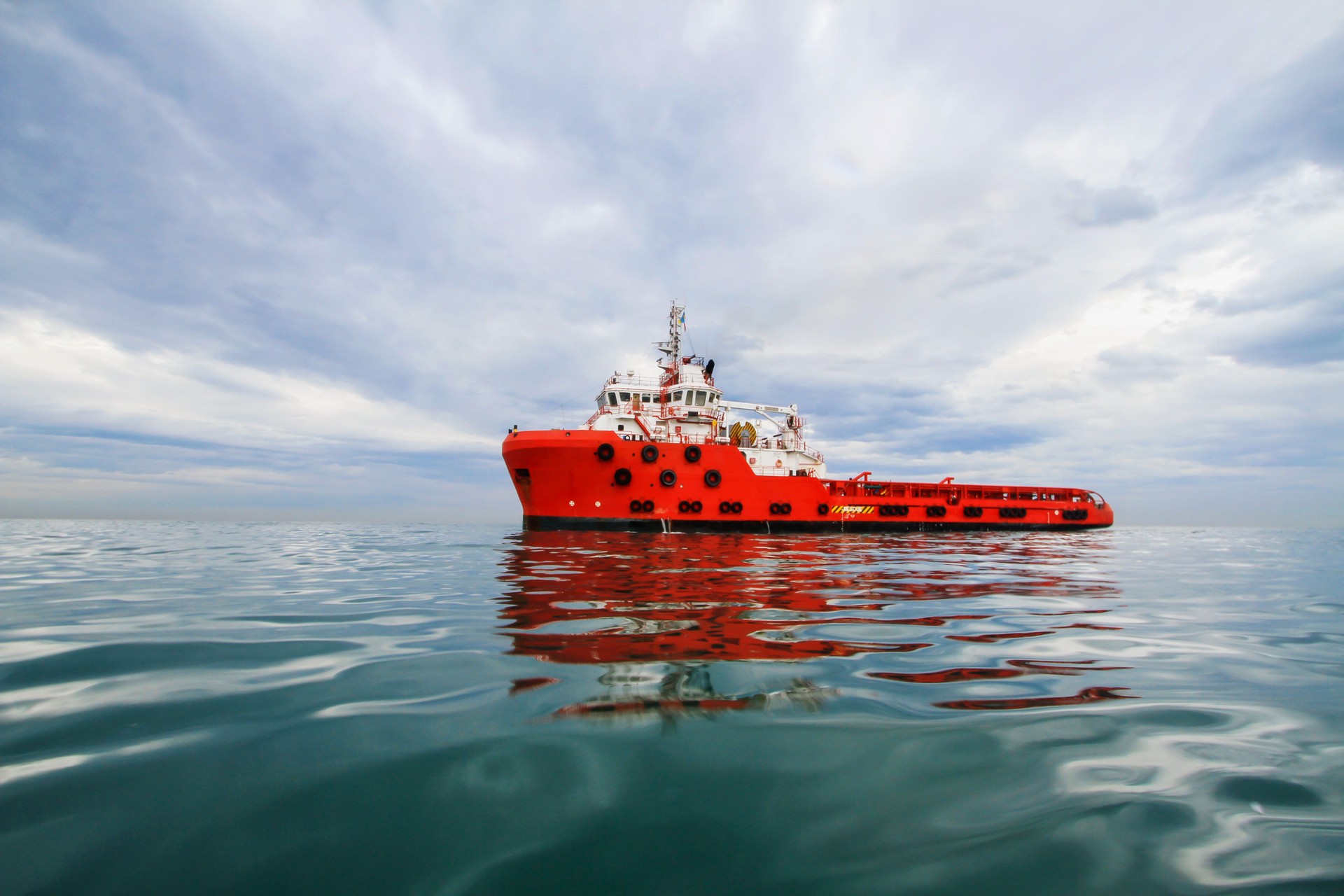 Rescue ship at sea